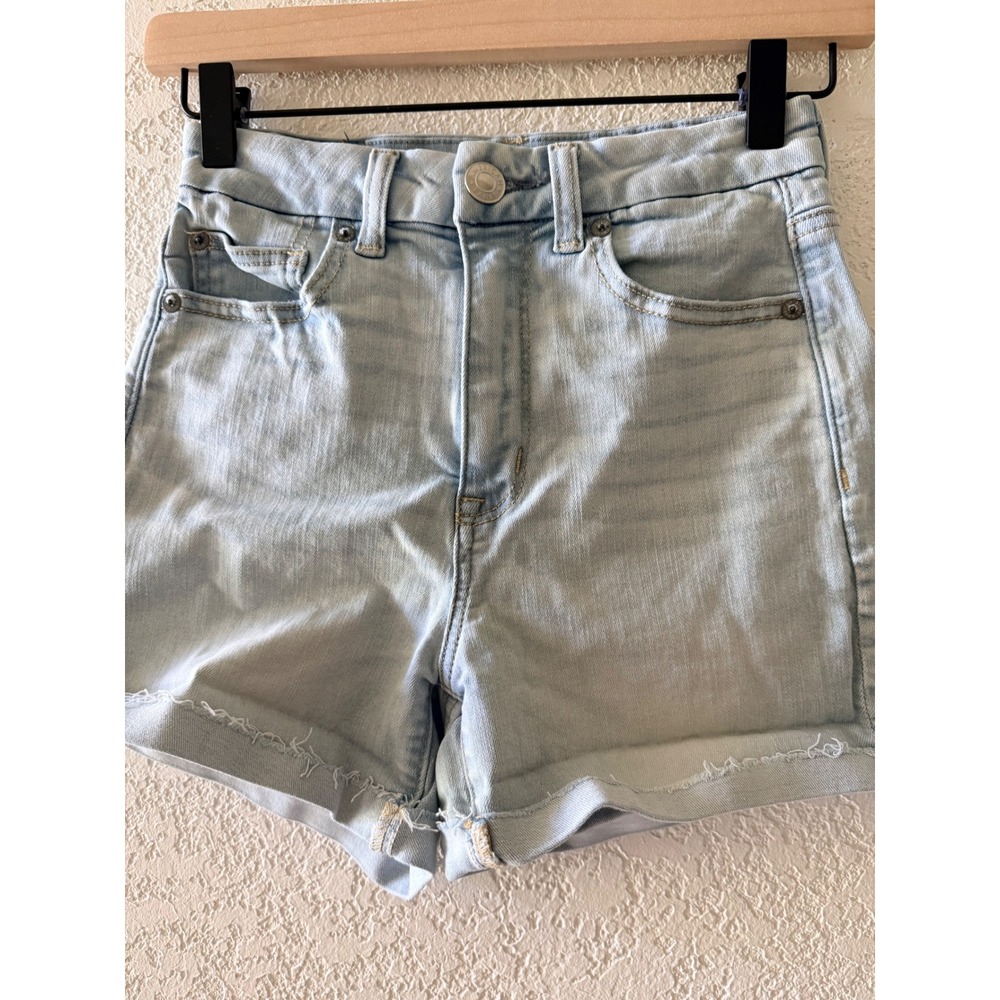 American Eagle Next Level Stretch Light Wash High Waisted Denim Shorts Size 2 - Picture 2 of 11
